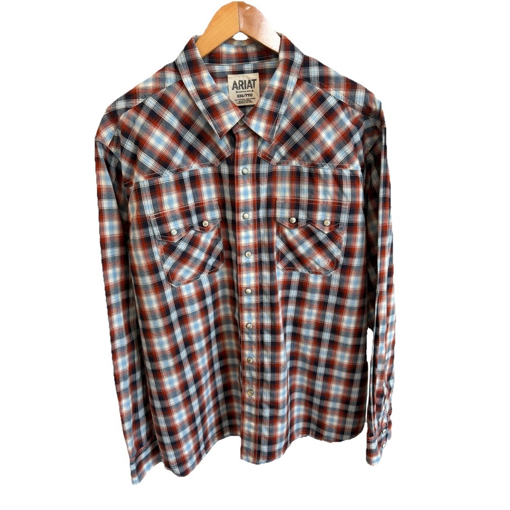 Ariat Western Plaid Retro Fit Pearl Snap Long Sleeve Shirt Mens XXL Country